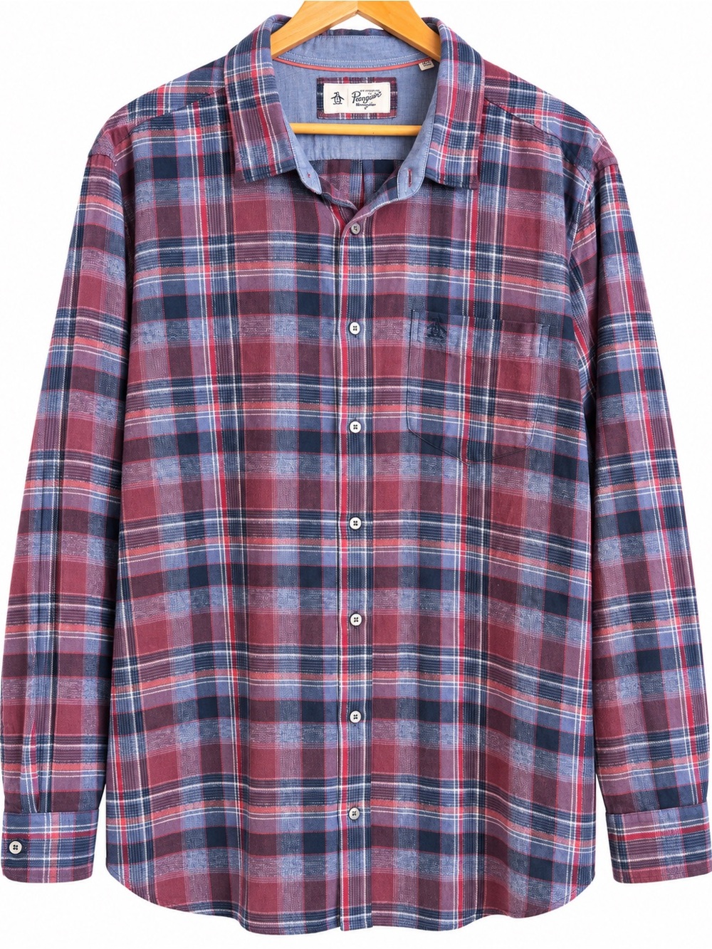 Penguin 3X xxxl men’s dark fall plaid soft warm button down casual outdoor shirt